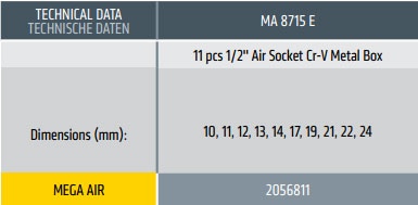 Pneumatski set odvrtača MA 8715E - 11 pcs 1/2''