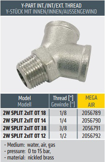 Y spojnica sa unutrašnjim/unutrašnjim/spoljnim navojem